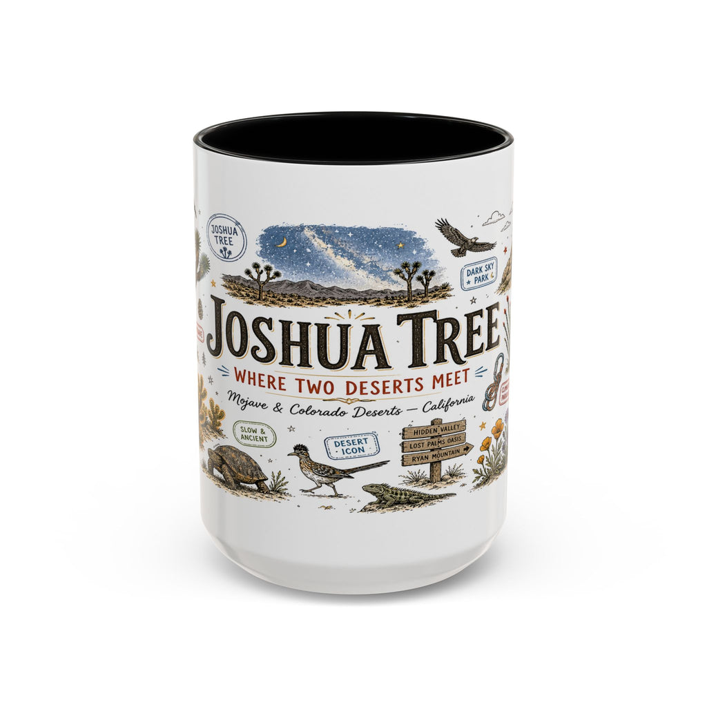 Joshua Tree Coffee Mug | National Park Desert Camping Gift | Accent Color Ceramic 11oz 15oz