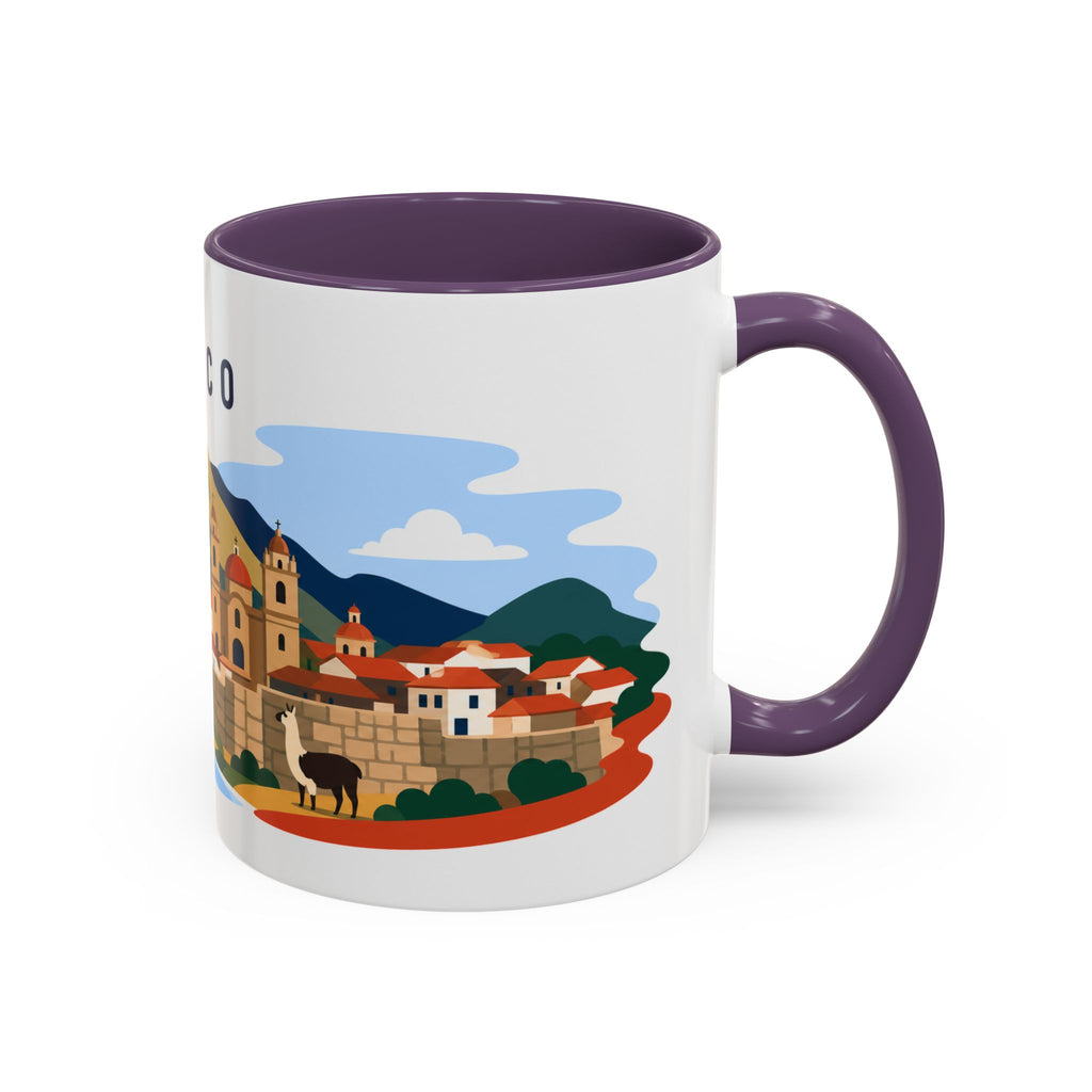 Cusco Coffee Mug | Travel Destination Souvenir Gift | Accent Color Ceramic 11oz 15oz