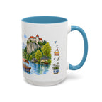 Bled Illustrated Travel Mug | Slovenia Souvenir Accent Coffee Mug | 11oz 15oz Ceramic Cup