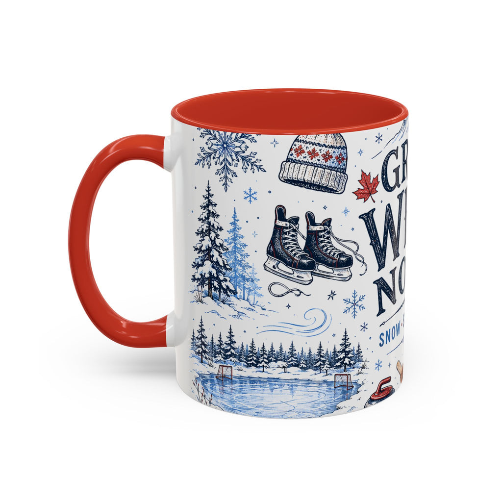 Great White North Coffee Mug | Canadian Pride Gift | Accent Color Ceramic 11oz 15oz