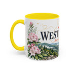West Virginia State Map Mug | Appalachian Bridge, Rhododendron Accent Coffee Cup