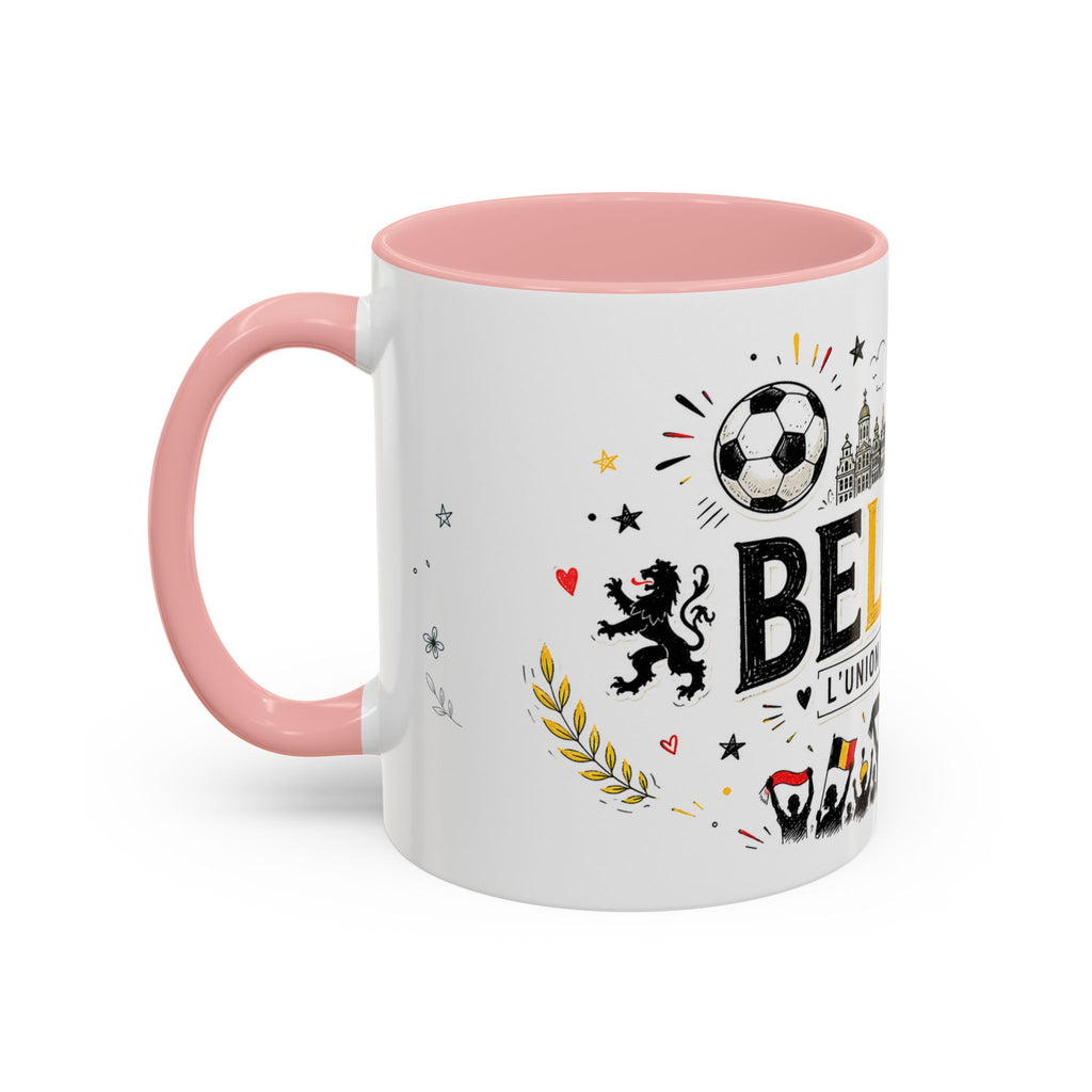 Belgium Soccer Coffee Mug | Soccer Fan Gift | Accent Color Ceramic 11oz 15oz Match Day Cup