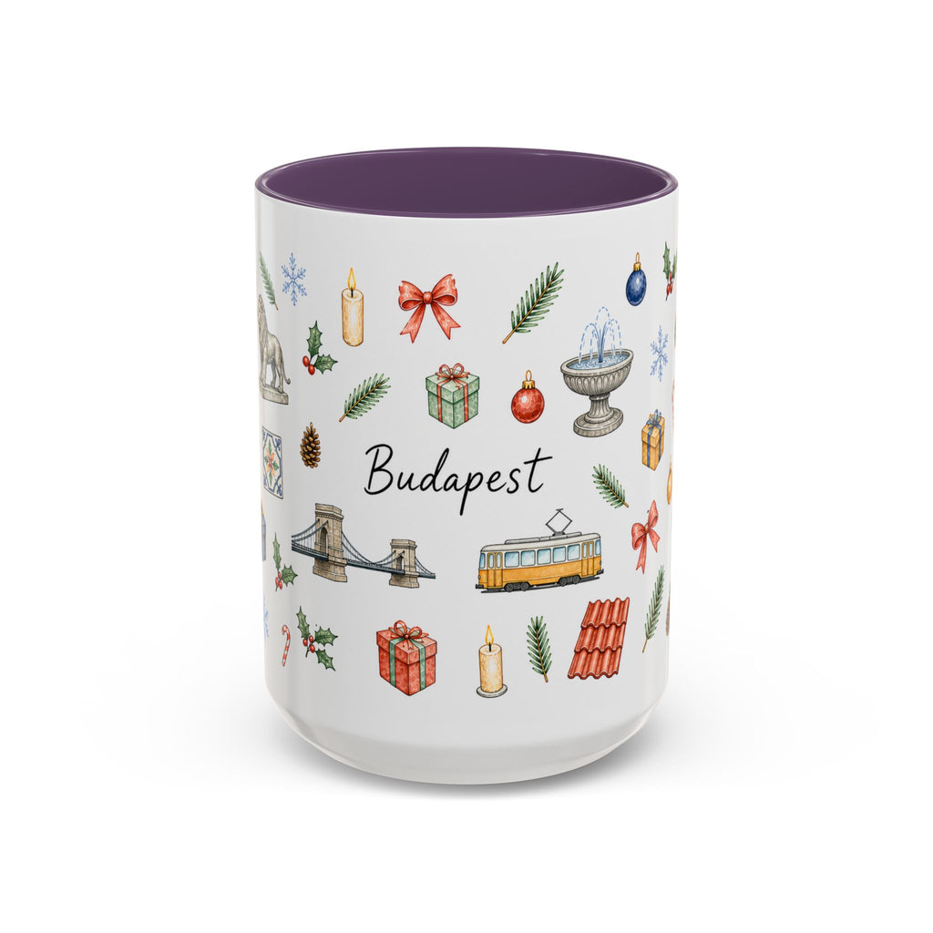 Budapest Christmas Mug | Watercolor City Souvenir | Ceramic Coffee Cup (11oz 15oz)