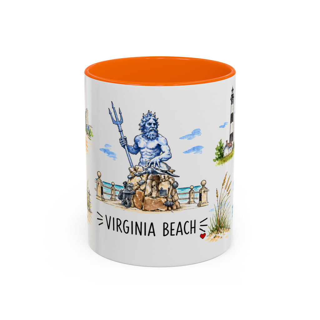 Virginia Beach Illustrated Travel Mug | City Souvenir Accent Coffee Mug | 11oz 15oz Ceramic Cup
