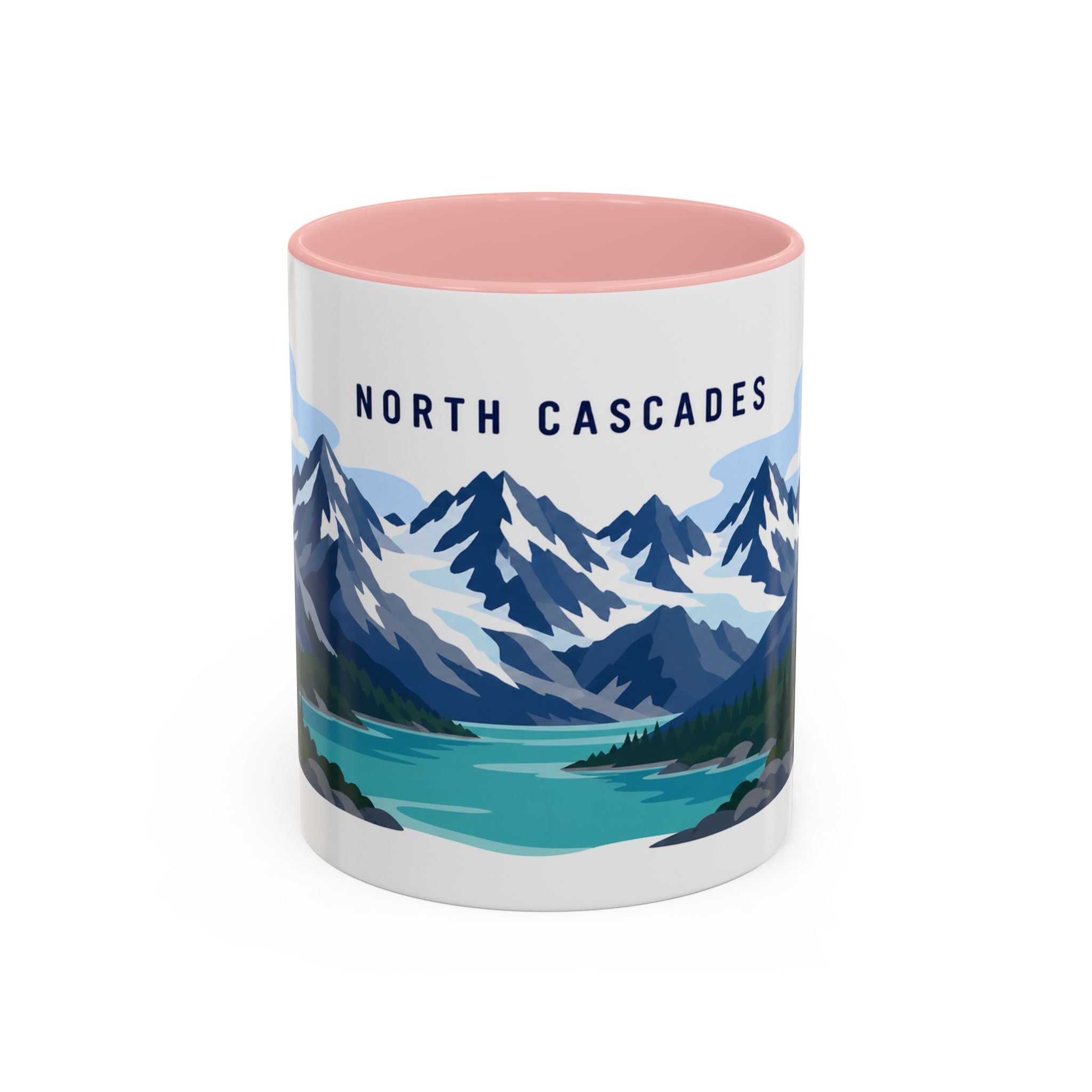 North Cascades National Park Coffee Mug | Solid Color Block Park Souvenir | 11oz 15oz Accent Mug