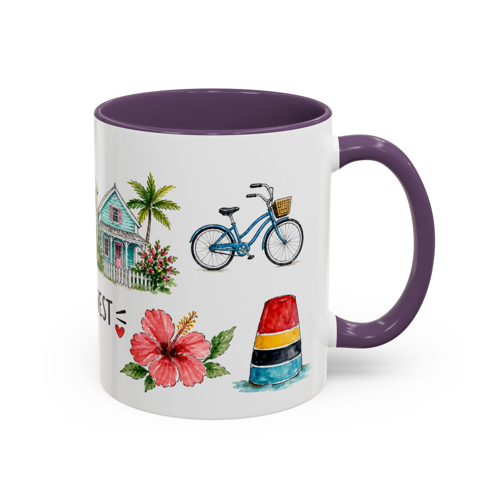 Key West Illustrated Travel Mug | City Souvenir Accent Coffee Mug | 11oz 15oz Ceramic Cup