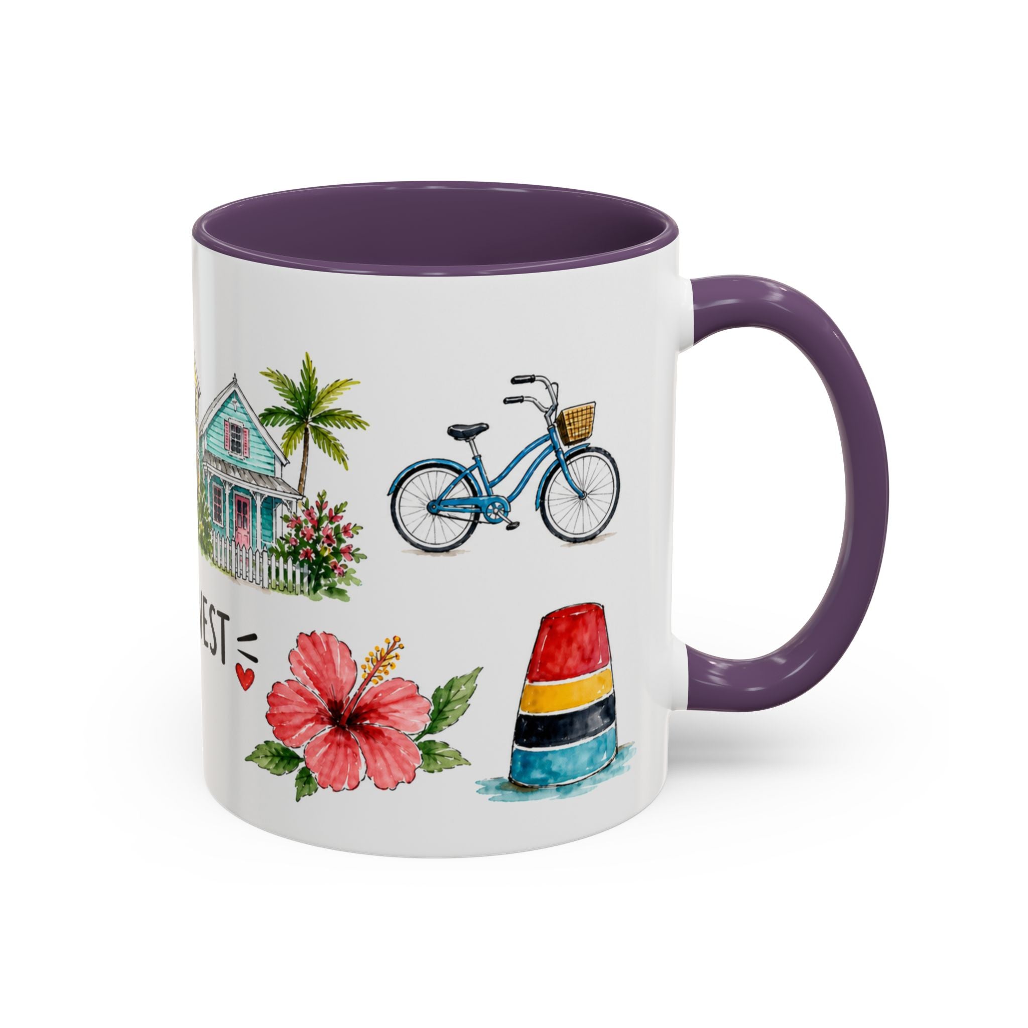 Key West Illustrated Travel Mug | City Souvenir Accent Coffee Mug | 11oz 15oz Ceramic Cup