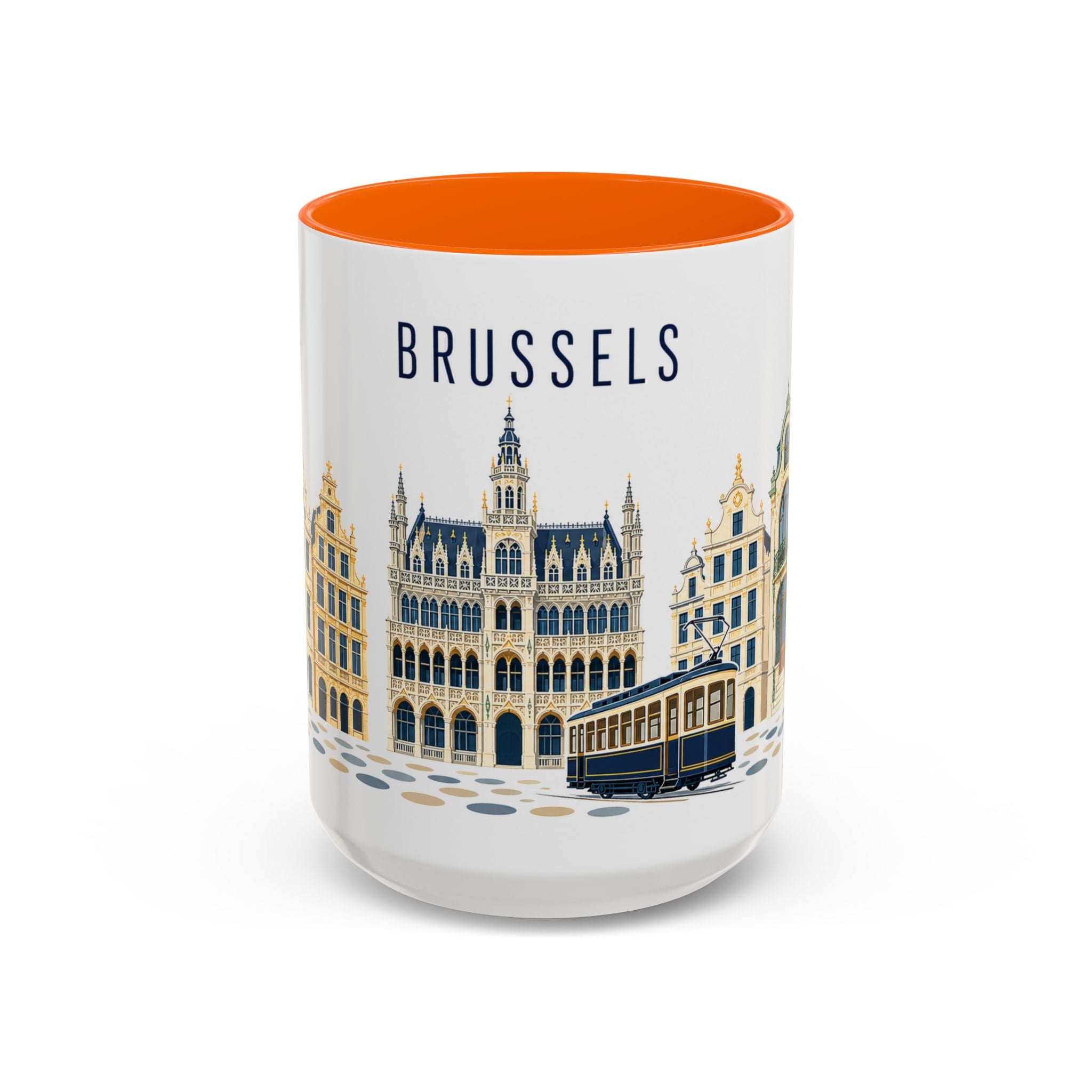 Brussels Coffee Mug | Belgium Travel Souvenir | Porcelain Decal City Gift | 11oz 15oz Accent Mug