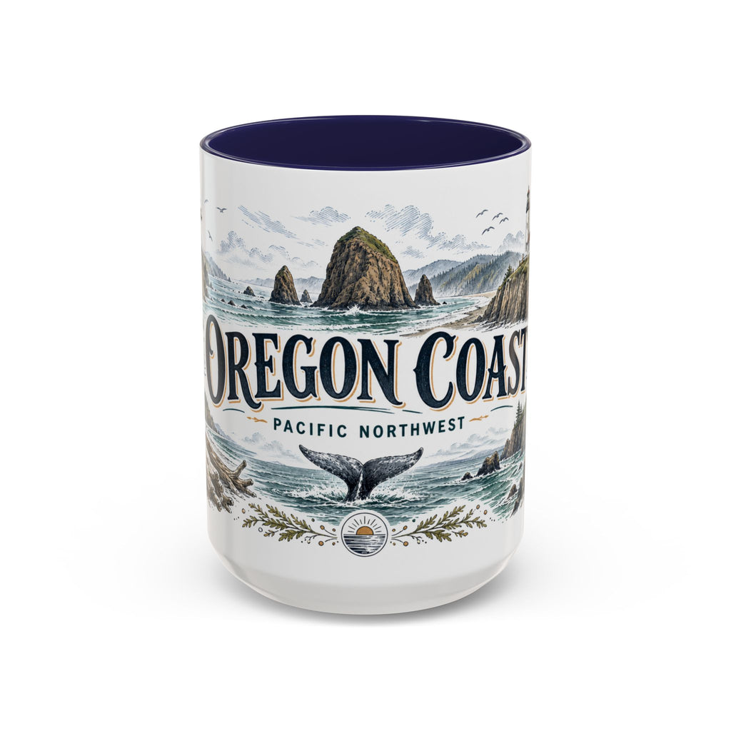 Oregon Coast Mug, Pacific Northwest Travel Souvenir, Bucket List Gift, Accent Ceramic Coffee Mug 11oz 15oz