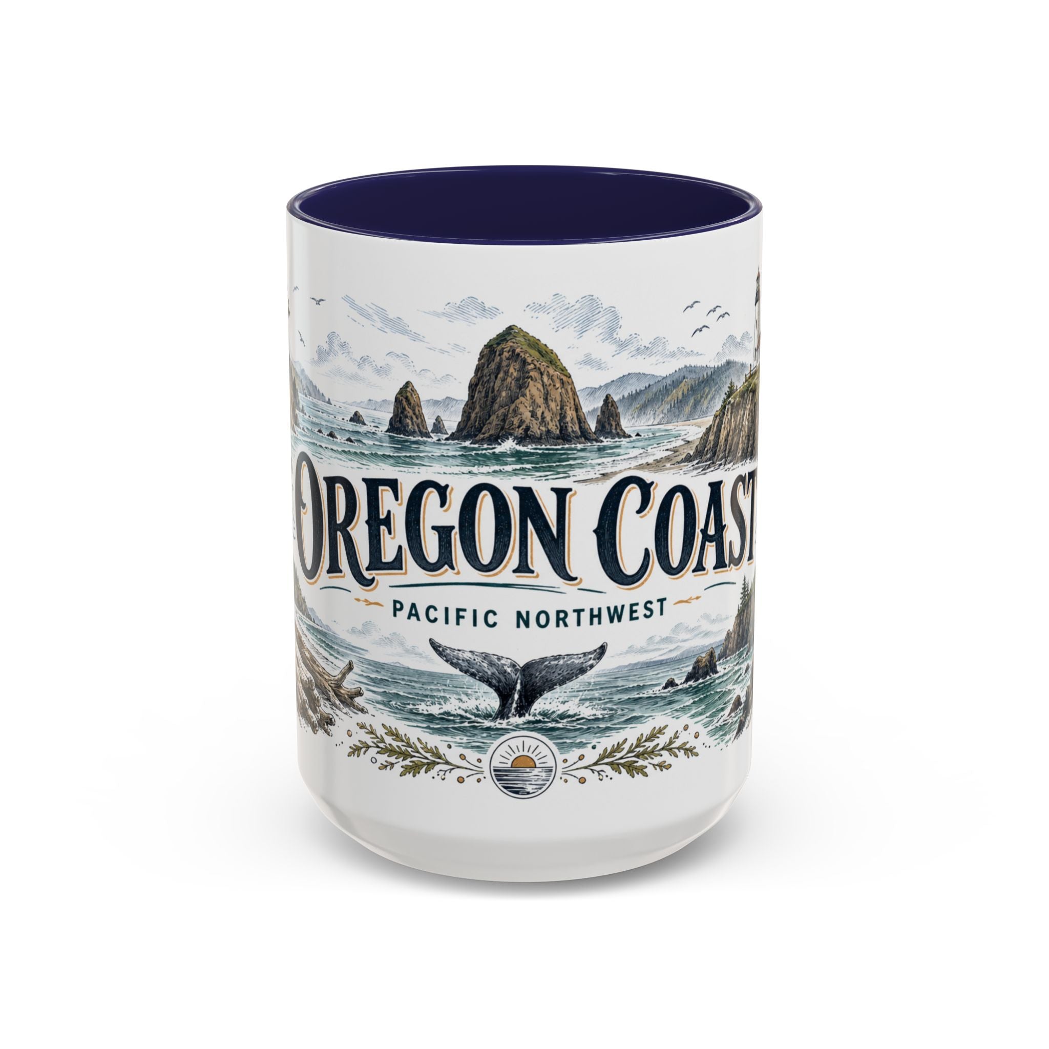 Oregon Coast Mug, Pacific Northwest Travel Souvenir, Bucket List Gift, Accent Ceramic Coffee Mug 11oz 15oz