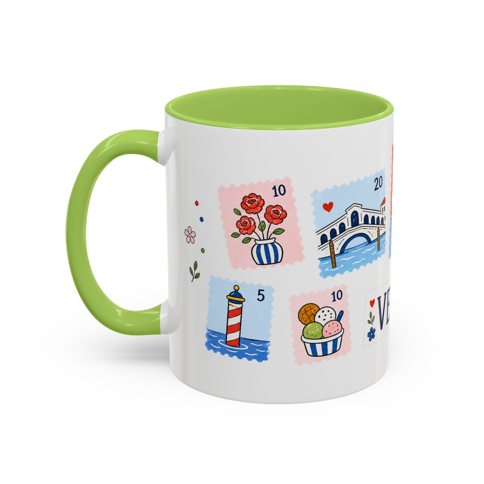 Venice Coffee Mug | Postage Stamp Collage Mug | Travel Souvenir Accent Cup 11oz 15oz
