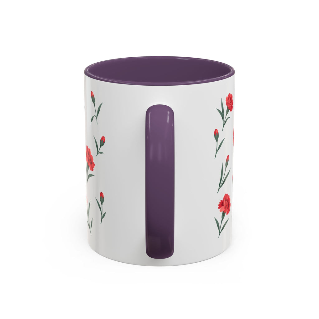 Ohio Scarlet Carnation Mug, State Flower Floral Coffee Cup, 11oz Botanical Gift