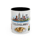 Cleveland Illustrated Travel Mug | City Souvenir Accent Coffee Mug | 11oz 15oz Ceramic Cup