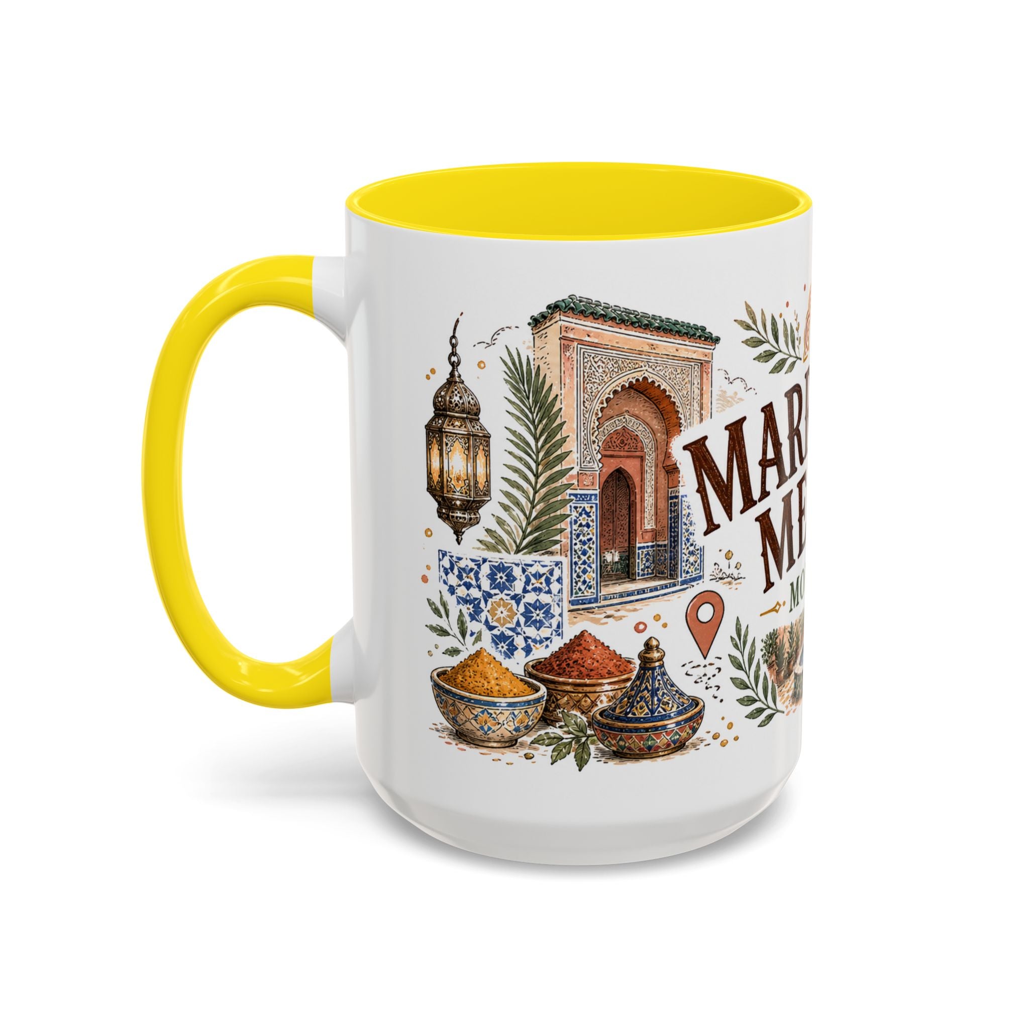 Marrakech Medina Coffee Mug | Travel Destination Souvenir Gift | Accent Color Ceramic 11oz 15oz