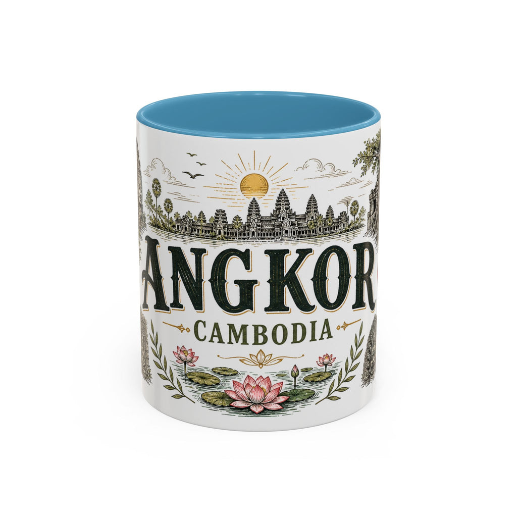 Angkor Coffee Mug | Travel Destination Souvenir Gift | Accent Color Ceramic 11oz 15oz