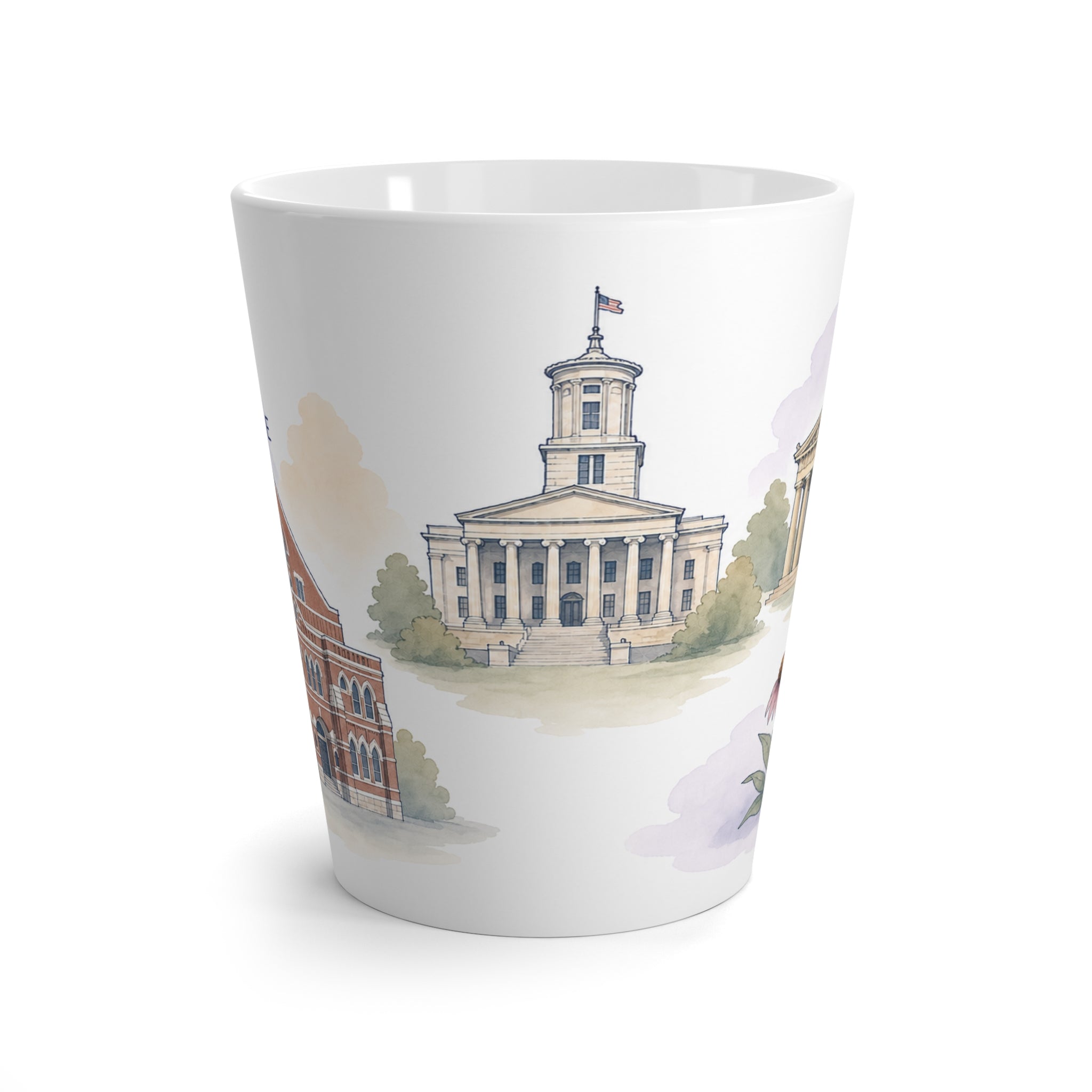 Nashville Latte Mug | Watercolor City Travel Mug | 12 oz Ceramic Souvenir Gift