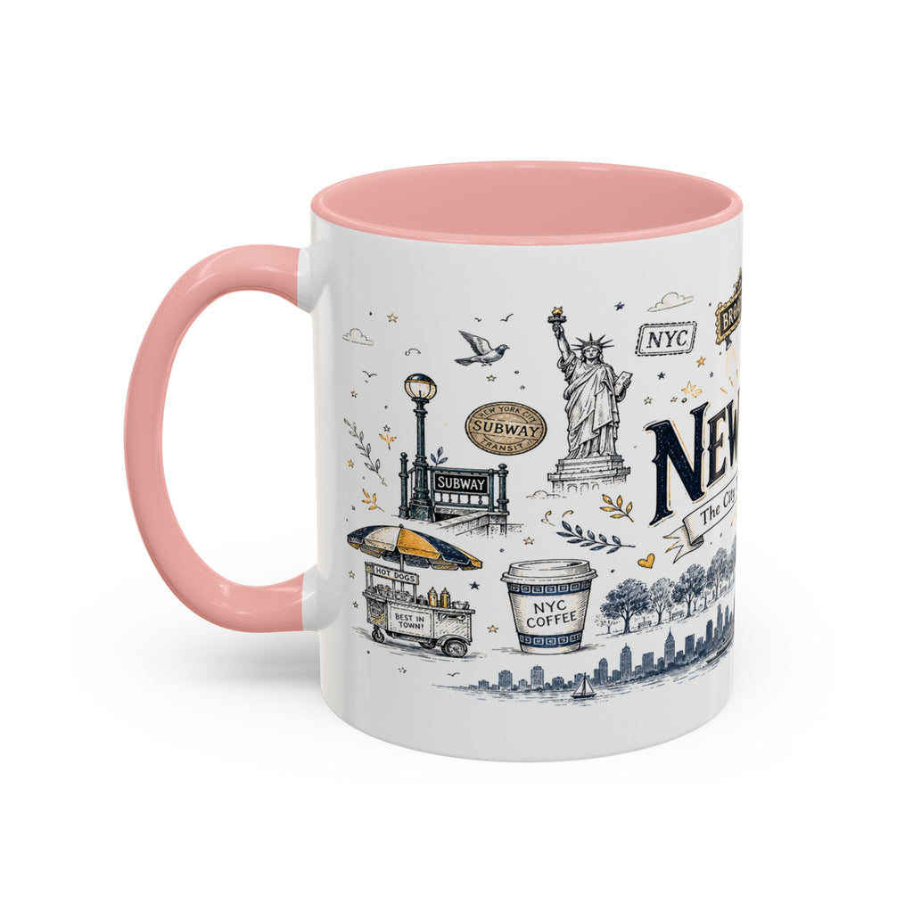 New York City Coffee Mug | New York Souvenir Travel Gift | Accent Color Ceramic 11oz 15oz