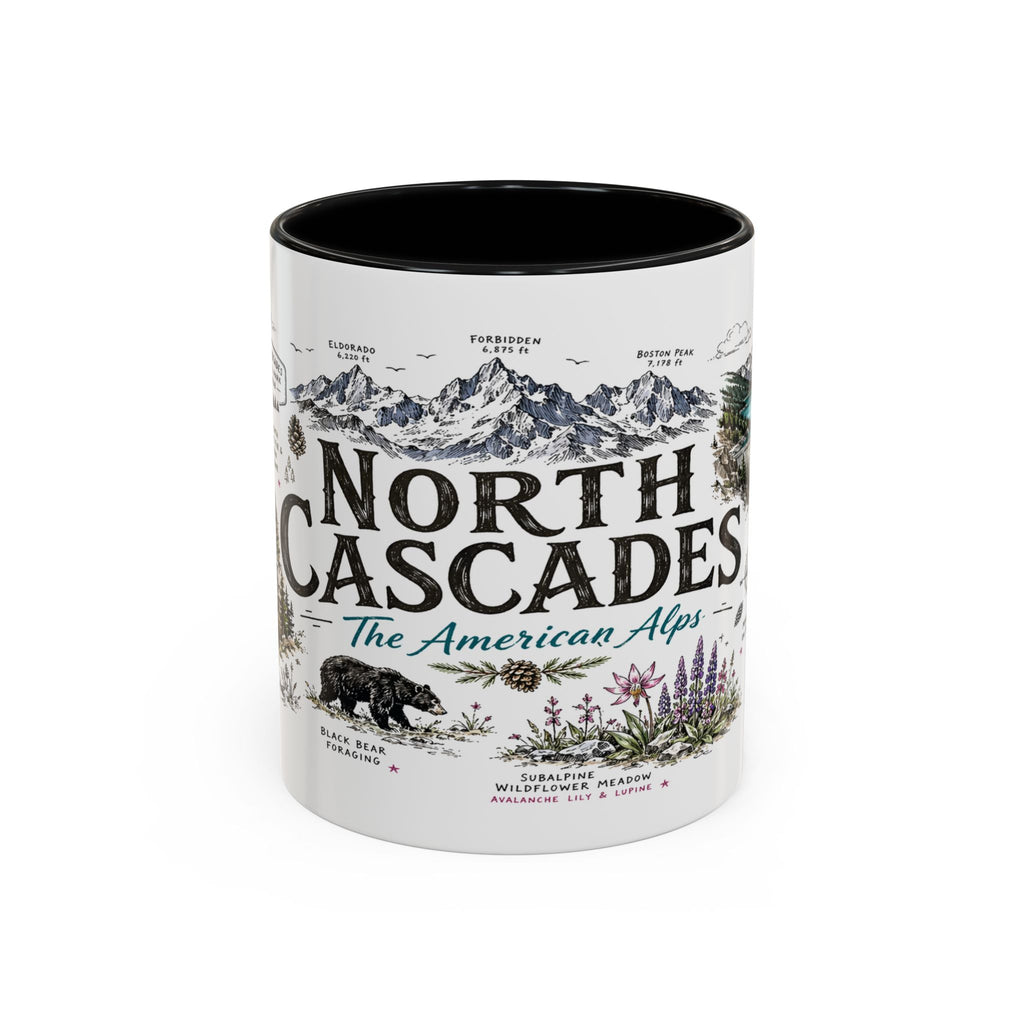 North Cascades National Park Coffee Mug | Washington Alpine Glacier Hiking Gift | Accent Color Ceramic 11oz 15oz