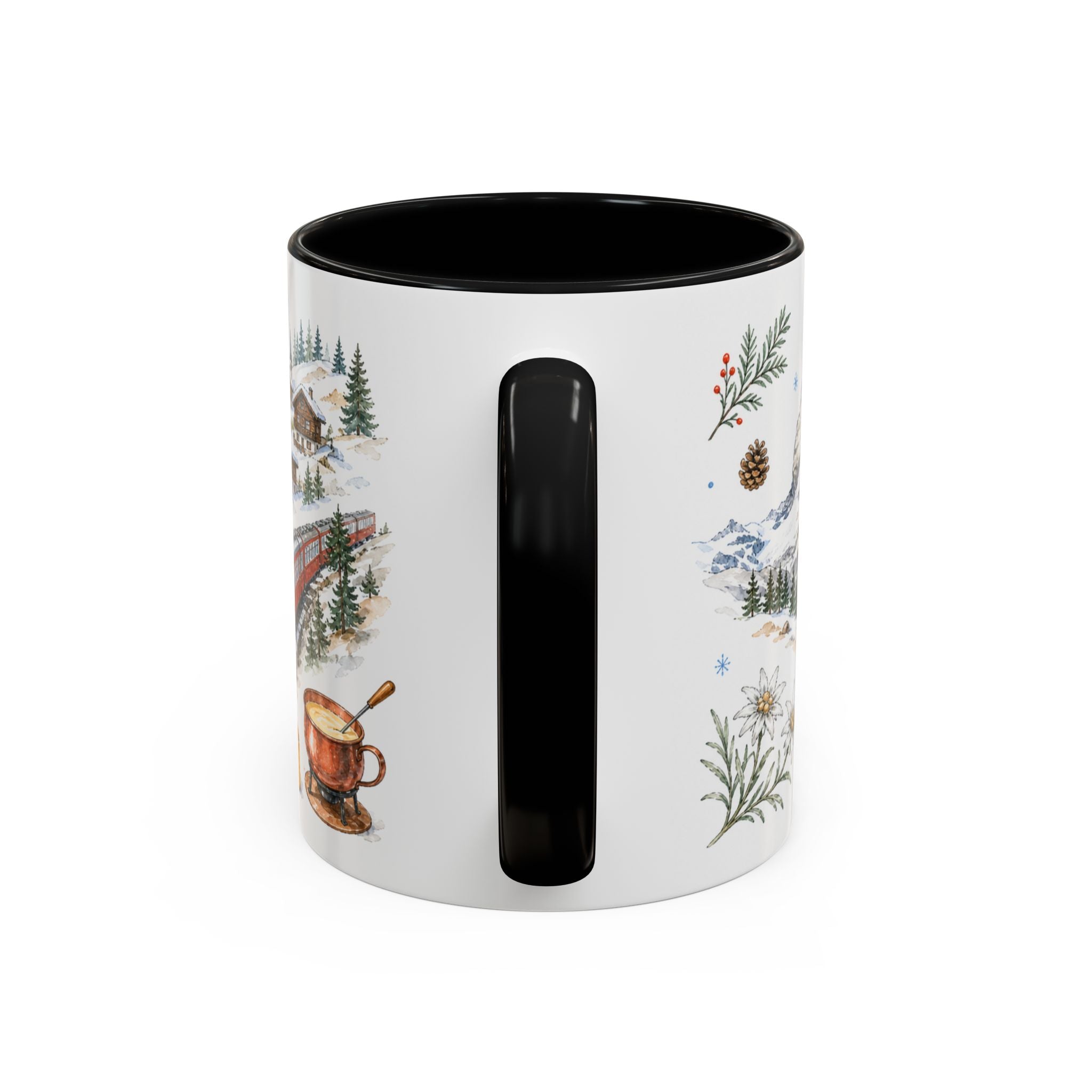 Switzerland Christmas Mug | Watercolor Travel Souvenir | Holiday Gift | Accent Ceramic Coffee Cup 11oz 15oz