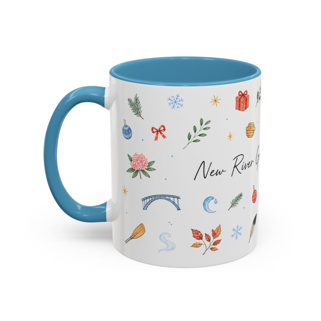 New River Gorge National Park Christmas Mug | Watercolor Travel Souvenir | Holiday Gift | Accent Ceramic Coffee Cup 11oz 15oz