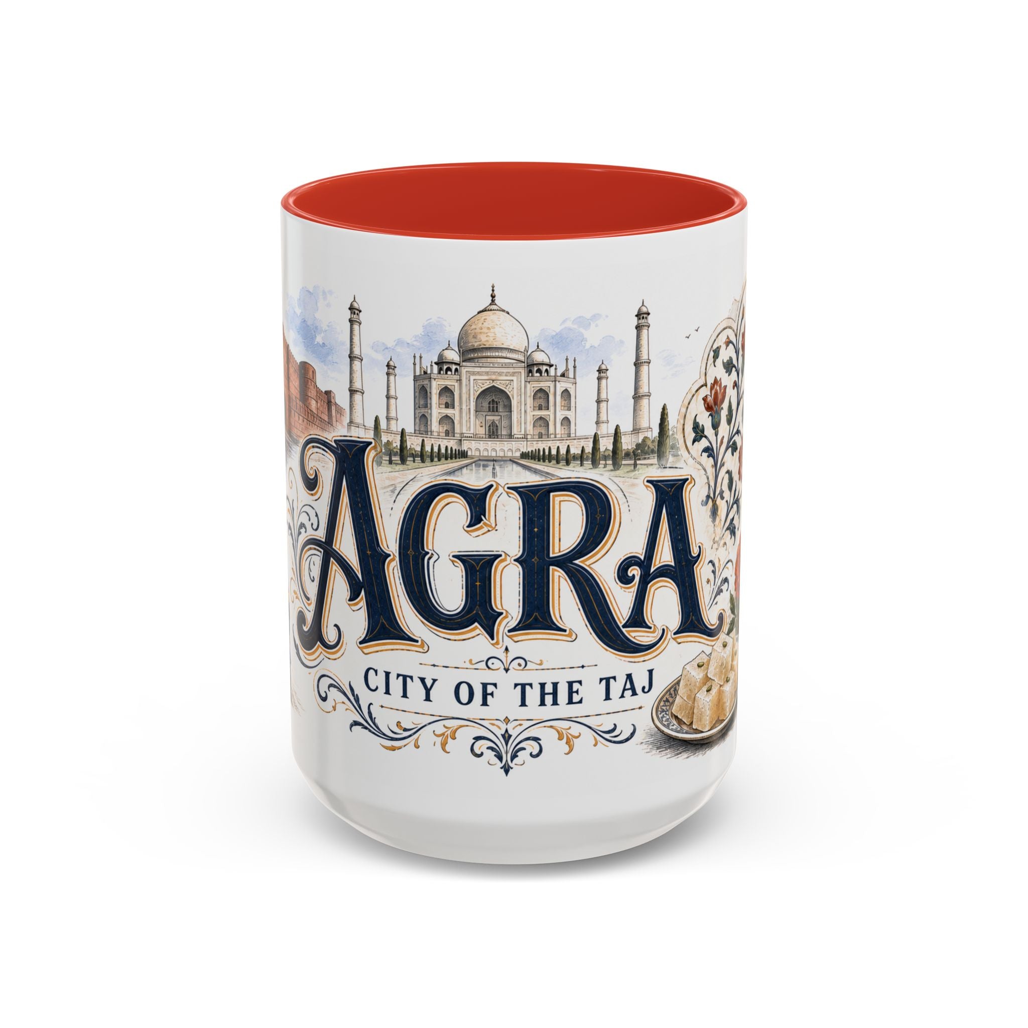 Agra Coffee Mug | India Travel Souvenir | Vintage Illustrated City Gift | 11 oz 15 oz Accent Mug