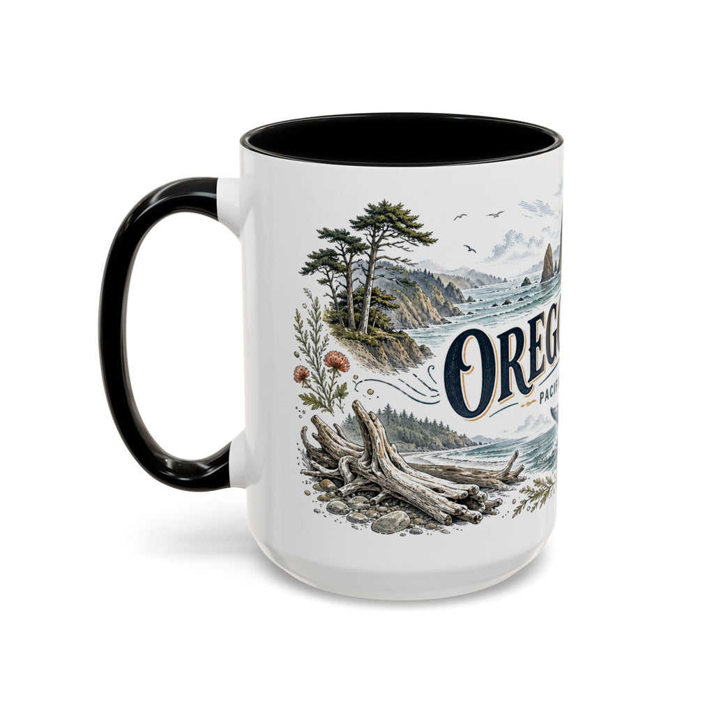 Oregon Coast Mug, Pacific Northwest Travel Souvenir, Bucket List Gift, Accent Ceramic Coffee Mug 11oz 15oz