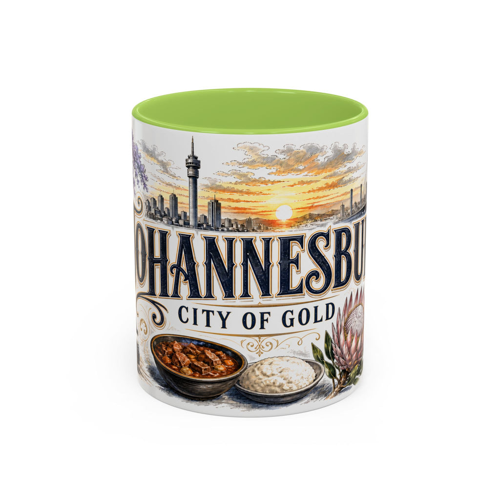 Johannesburg Coffee Mug | South Africa Travel Souvenir | Vintage Illustrated City Gift | 11 oz 15 oz Accent Mug