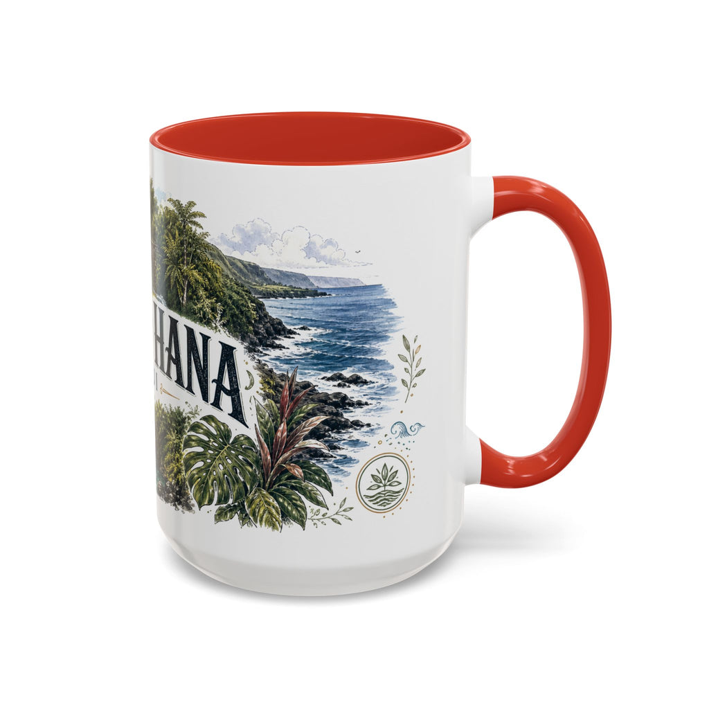 Road to Hana Mug, Maui Travel Souvenir, Bucket List Gift, Accent Ceramic Coffee Mug 11oz 15oz