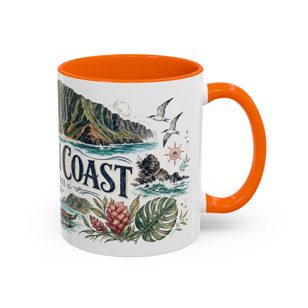 Na Pali Coast Mug, Hawaii Travel Souvenir, Bucket List Gift, Accent Ceramic Coffee Mug 11oz 15oz