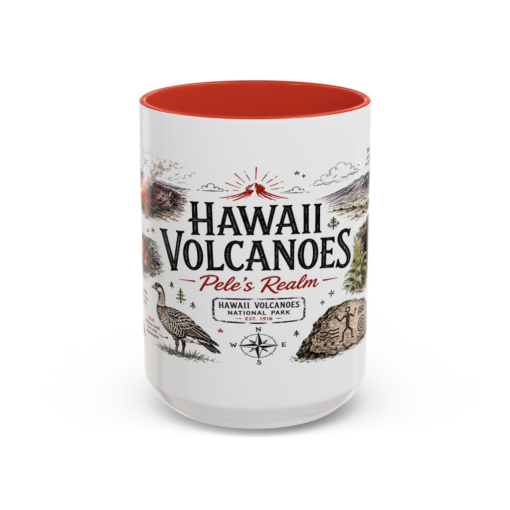 Hawaii Volcanoes National Park Coffee Mug | Hawaii Big Island Lava Volcano Gift | Accent Color Ceramic 11oz 15oz