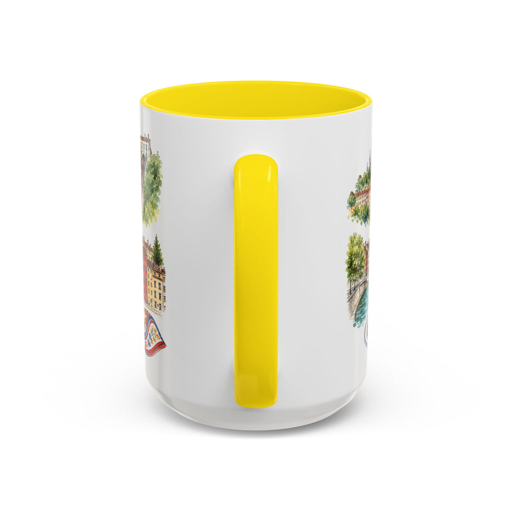 Lyon Illustrated Travel Mug | City Souvenir Accent Coffee Mug | 11oz 15oz Ceramic Cup