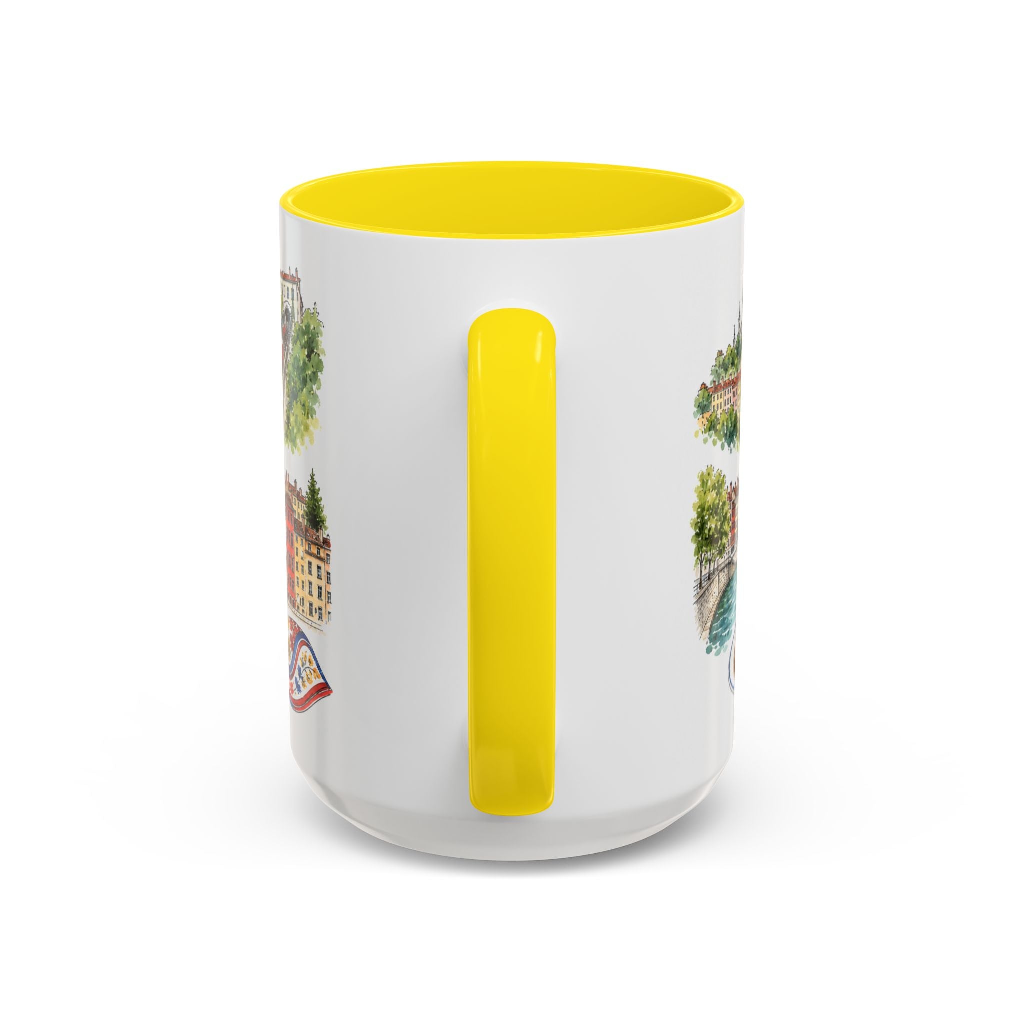Lyon Illustrated Travel Mug | City Souvenir Accent Coffee Mug | 11oz 15oz Ceramic Cup