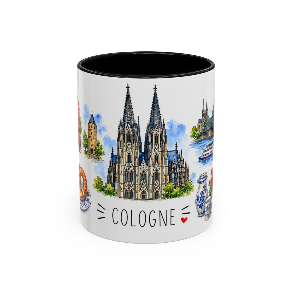 Cologne Illustrated Travel Mug | City Souvenir Accent Coffee Mug | 11oz 15oz Ceramic Cup