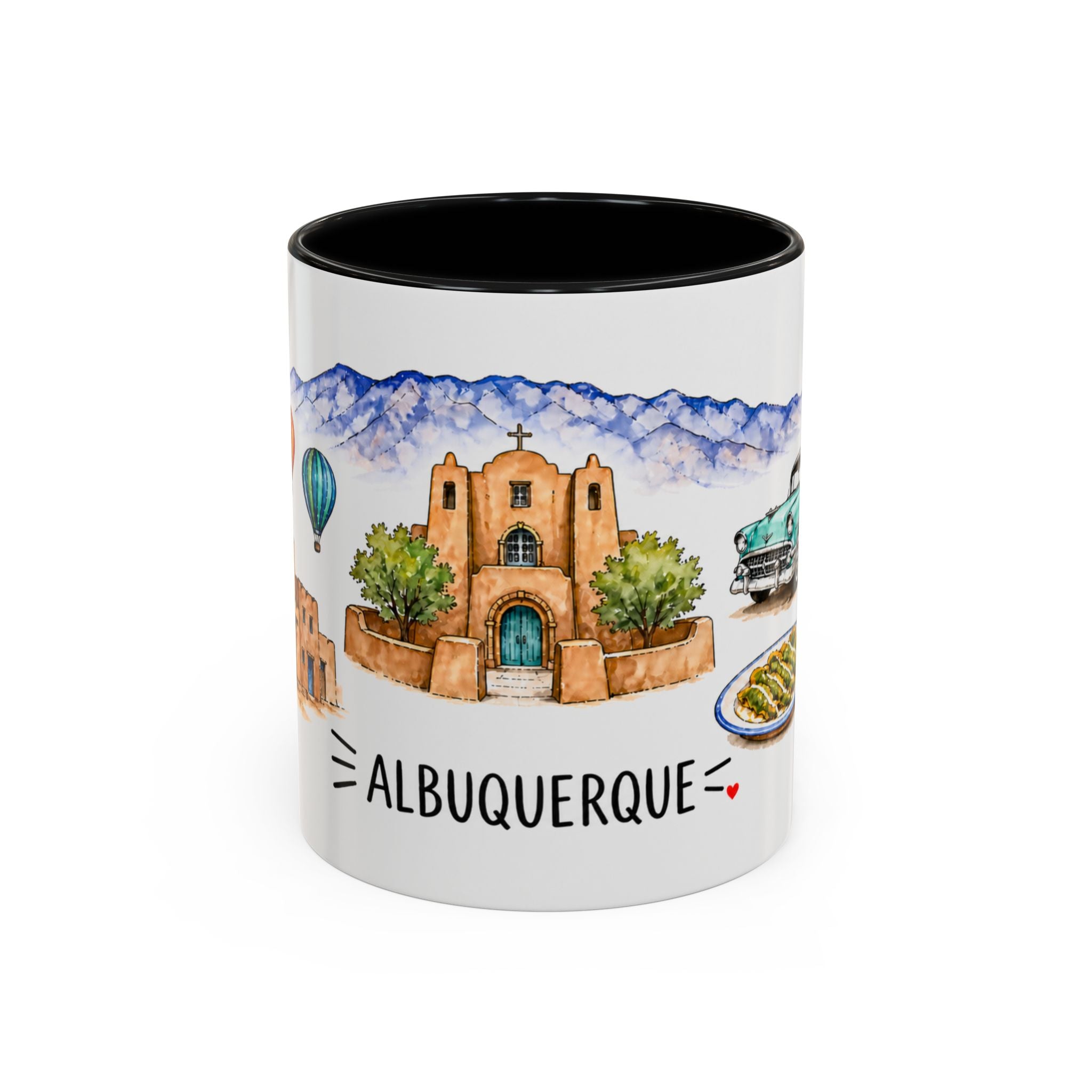 Albuquerque Illustrated Travel Mug | City Souvenir Accent Coffee Mug | 11oz 15oz Ceramic Cup