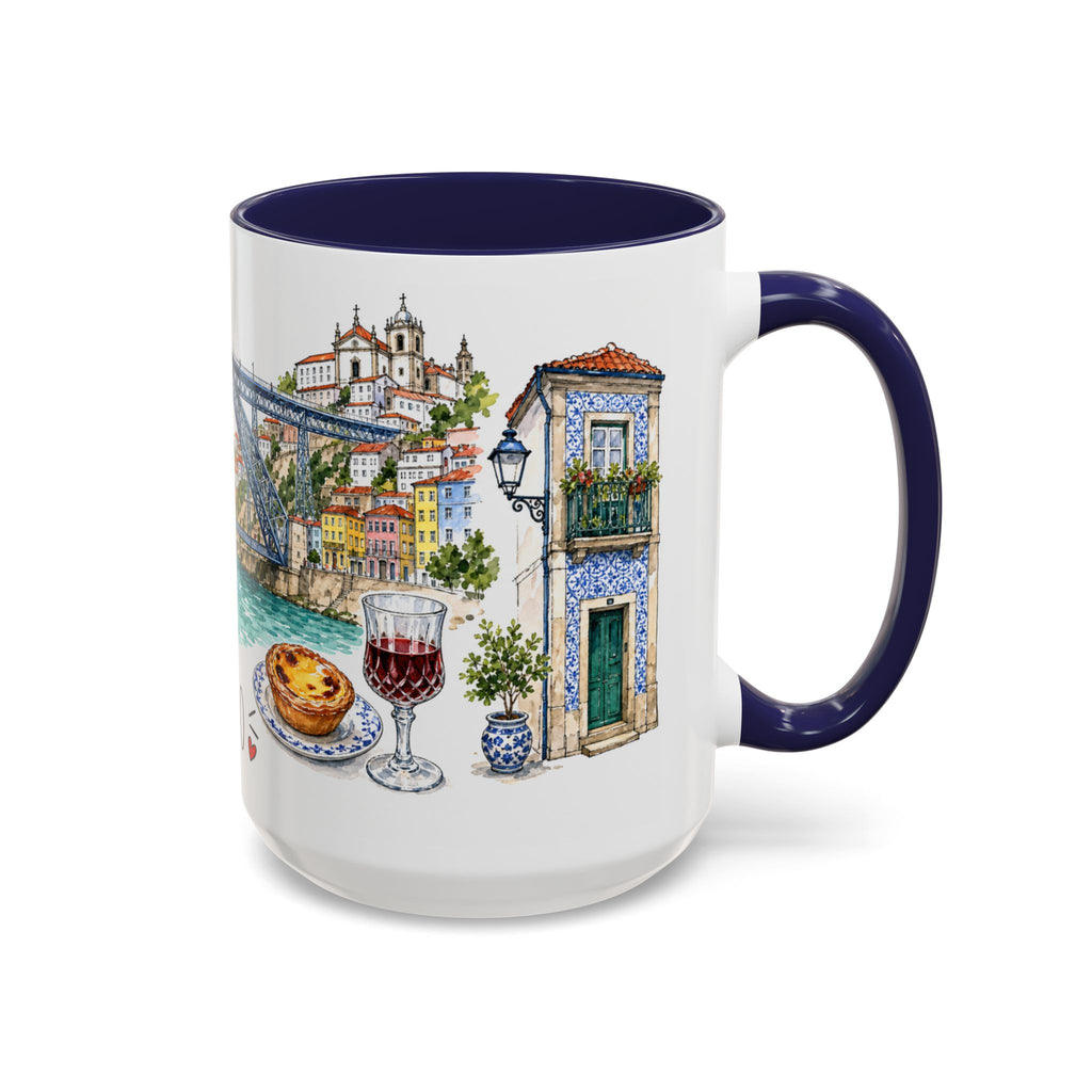 Porto Illustrated Travel Mug | City Souvenir Accent Coffee Mug | 11oz 15oz Ceramic Cup