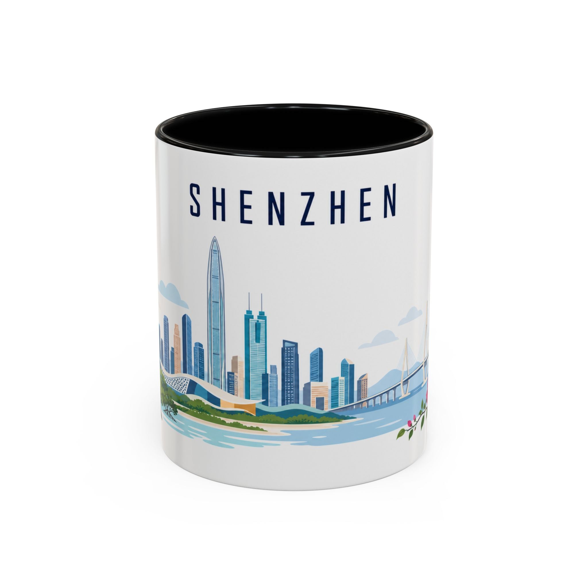 Shenzhen Coffee Mug | China Travel Souvenir | Porcelain Decal City Gift | 11oz 15oz Accent Mug