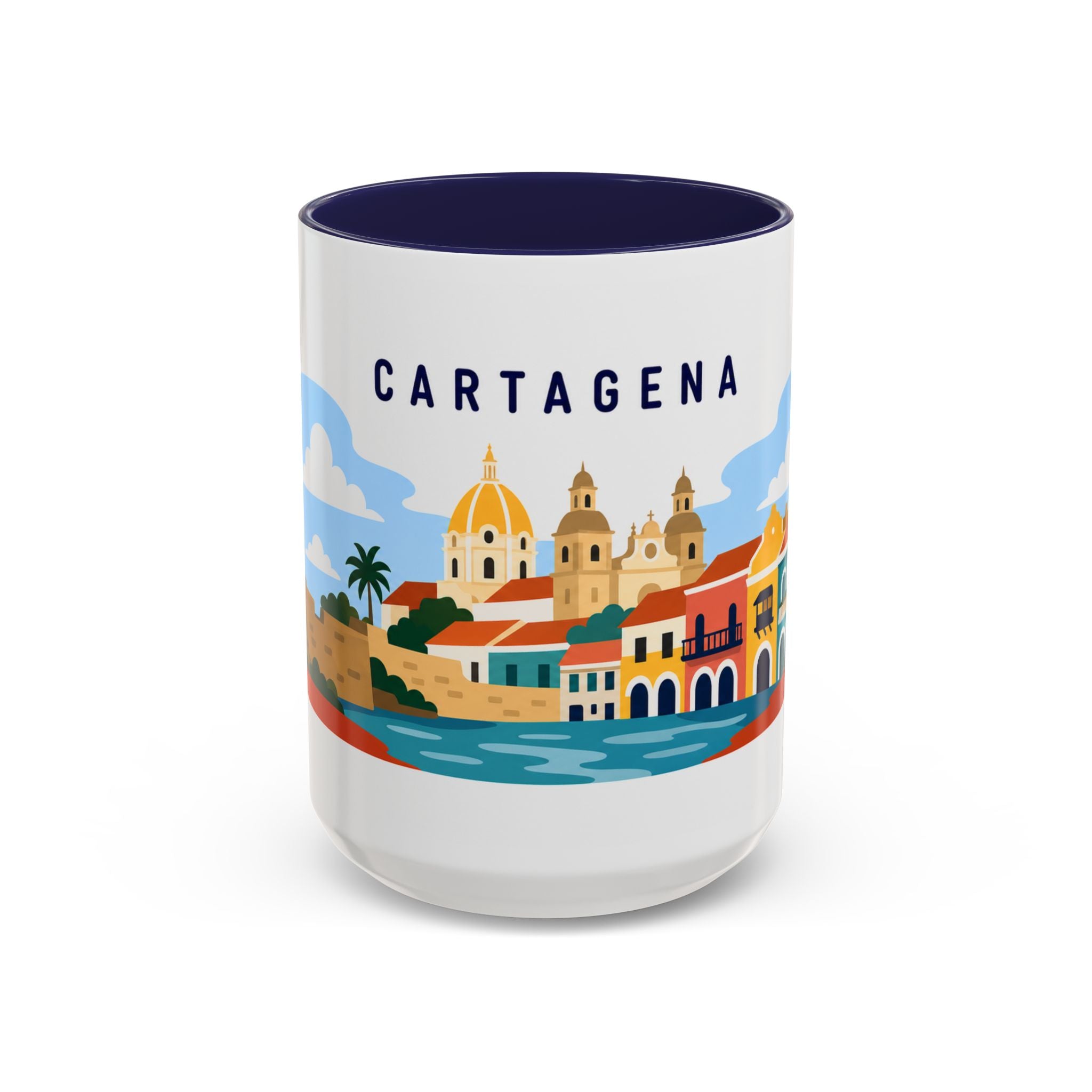 Cartagena Coffee Mug | Travel Destination Souvenir Gift | Accent Color Ceramic 11oz 15oz