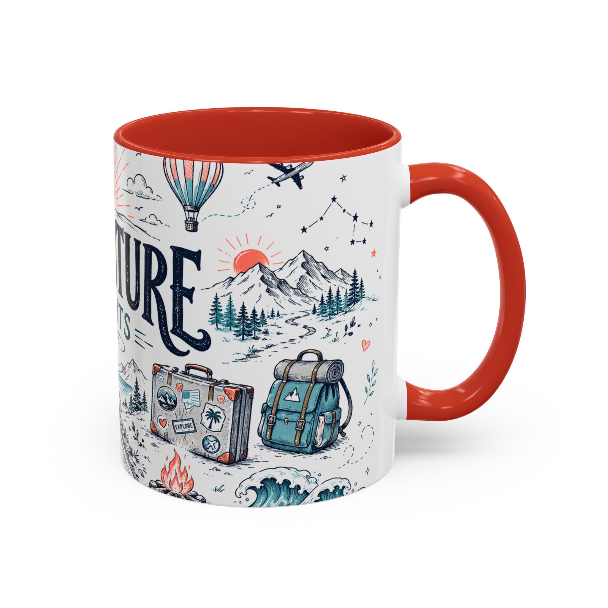 Adventure Awaits Coffee Mug | Class of 2026 Graduation Gift | Accent Color Ceramic 11oz 15oz
