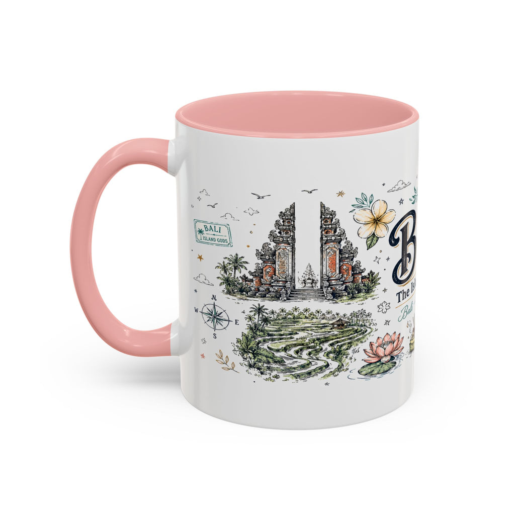 Bali Coffee Mug | Indonesia Souvenir Travel Gift | Accent Color Ceramic 11oz 15oz