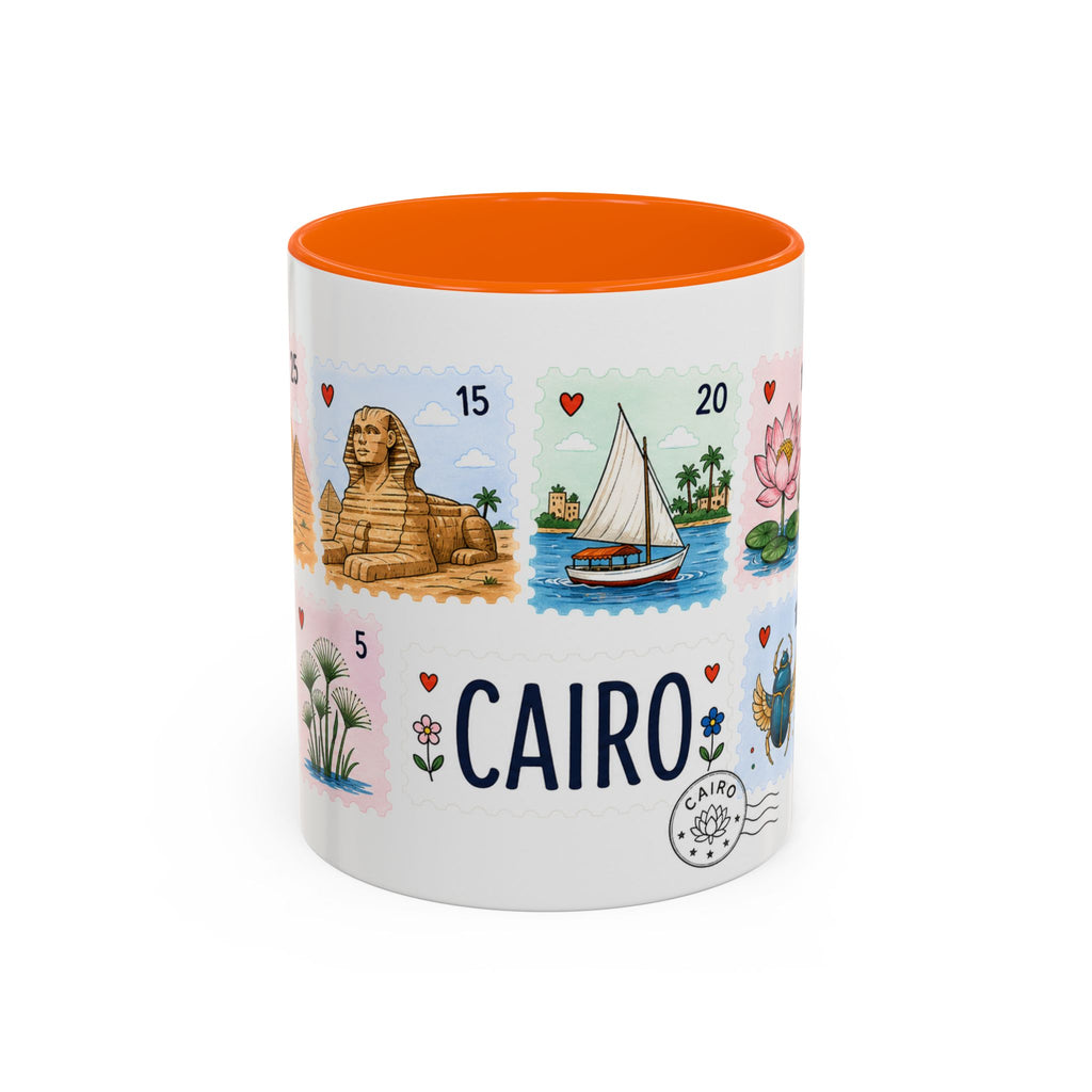Cairo Coffee Mug | Postage Stamp Collage Mug | Travel Souvenir Accent Cup 11oz 15oz