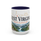 West Virginia State Map Mug | Appalachian Bridge, Rhododendron Accent Coffee Cup