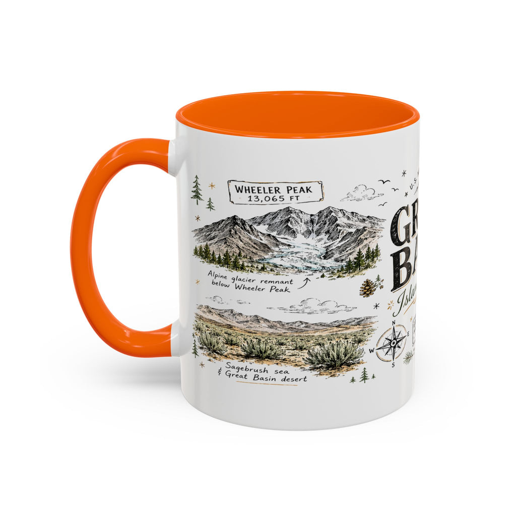 Great Basin National Park Coffee Mug | Nevada Desert Stargazing Hiking Gift | Accent Color Ceramic 11oz 15oz