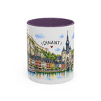 Dinant Illustrated Travel Mug | Belgium Souvenir Accent Coffee Mug | 11oz 15oz Ceramic Cup