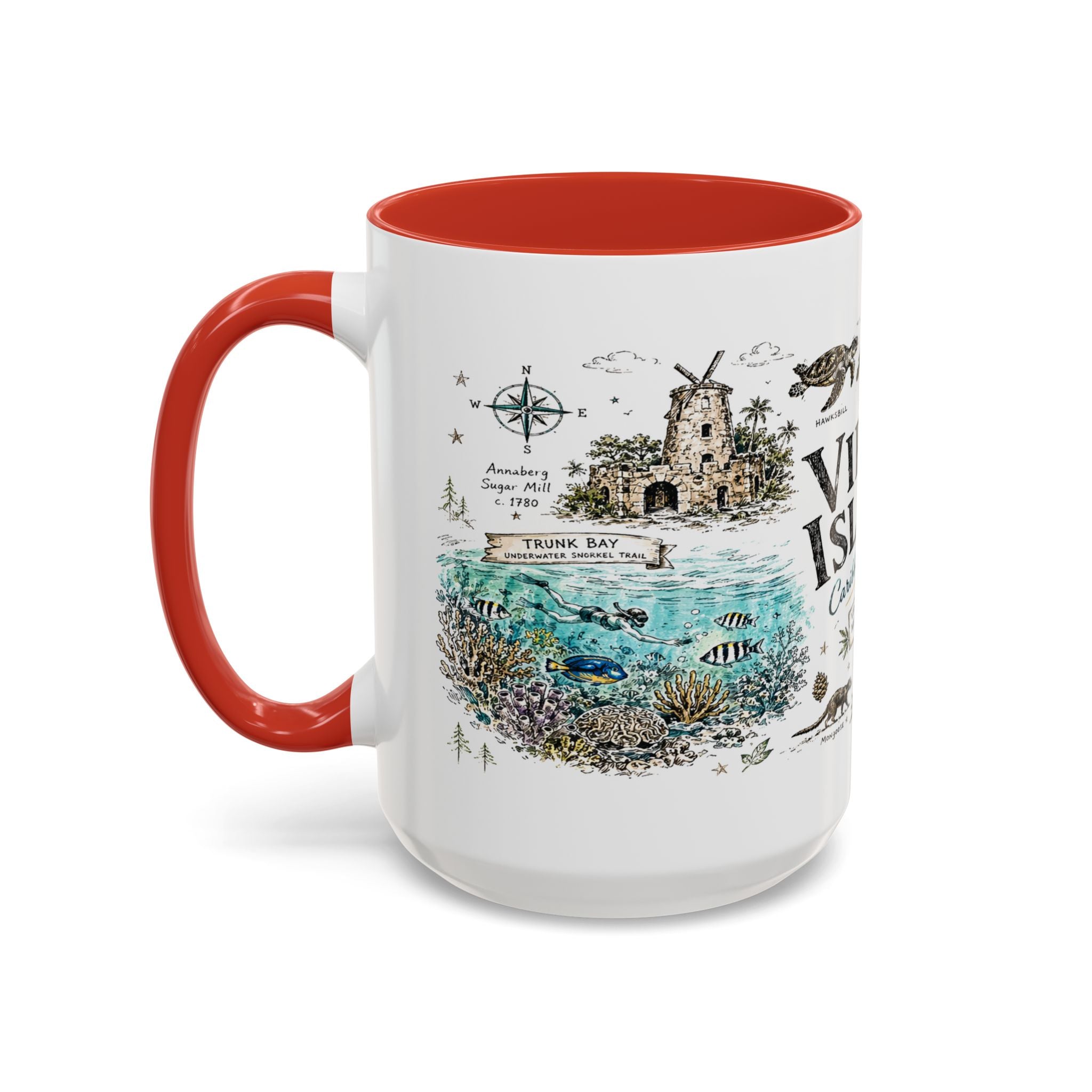 Virgin Islands National Park Coffee Mug | Caribbean Beach Snorkeling Reef Gift | Accent Color Ceramic 11oz 15oz