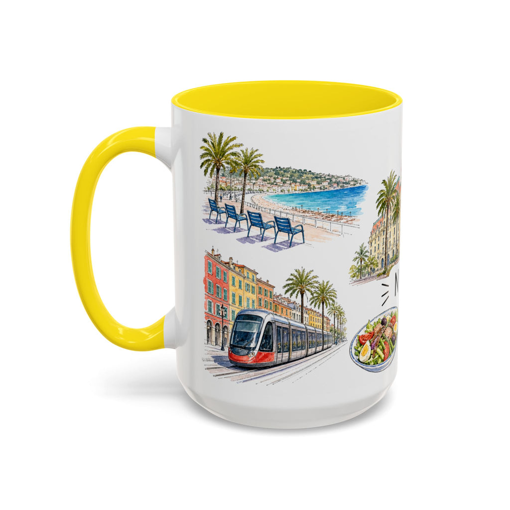 Nice Illustrated Travel Mug | City Souvenir Accent Coffee Mug | 11oz 15oz Ceramic Cup