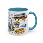 Chicago Illustrated Travel Mug | City Souvenir Accent Coffee Mug | 11oz 15oz Ceramic Cup