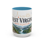 West Virginia State Map Mug | Appalachian Bridge, Rhododendron Accent Coffee Cup