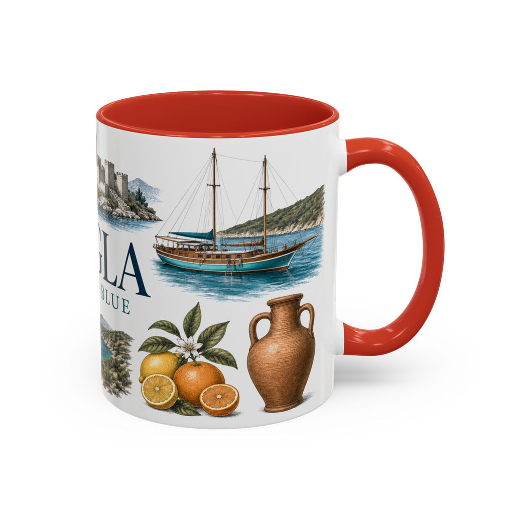 Mugla Coffee Mug | Turkey Travel Souvenir | Vintage Illustrated City Gift | 11 oz 15 oz Accent Mug