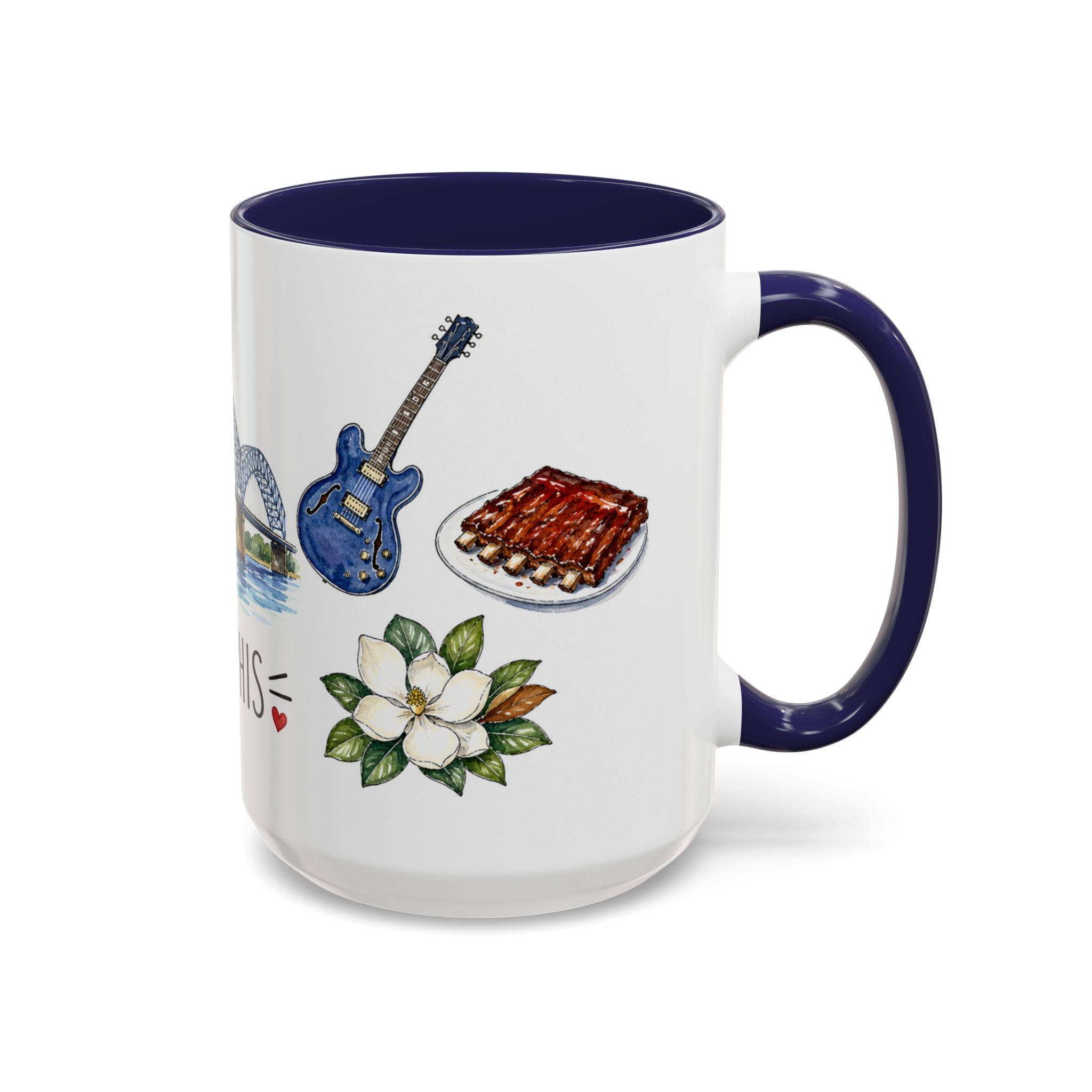 Memphis Illustrated Travel Mug | City Souvenir Accent Coffee Mug | 11oz 15oz Ceramic Cup