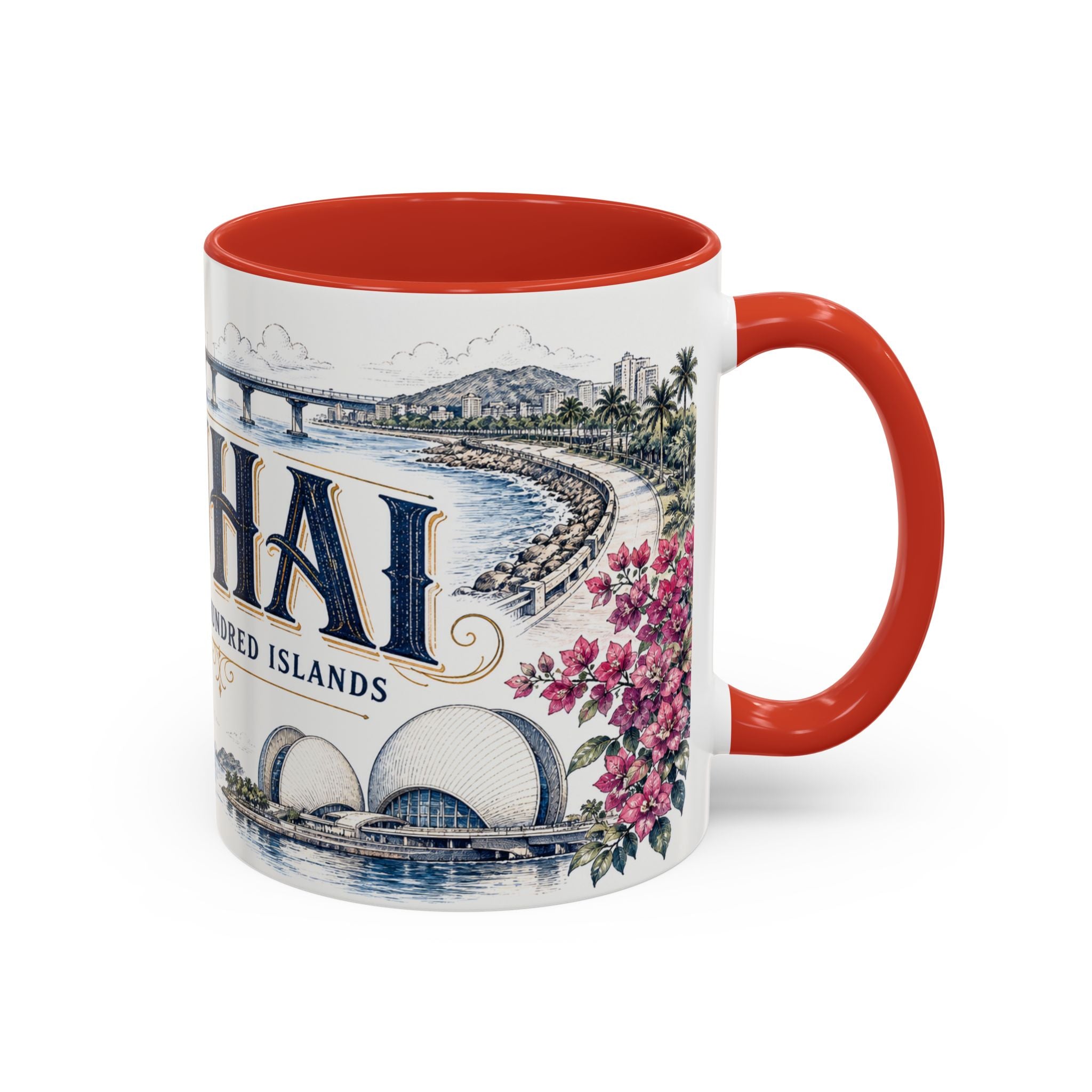 Zhuhai Coffee Mug | China Travel Souvenir | Vintage Illustrated City Gift | 11 oz 15 oz Accent Mug
